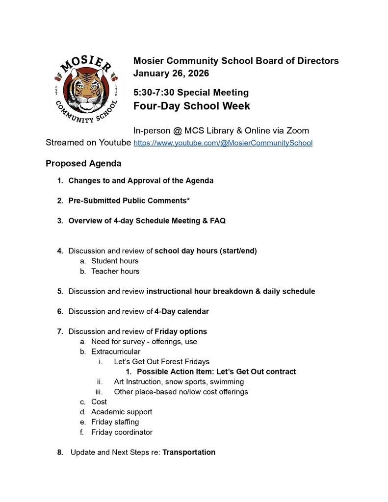 MCS Special Board of Directors meeting   agenda