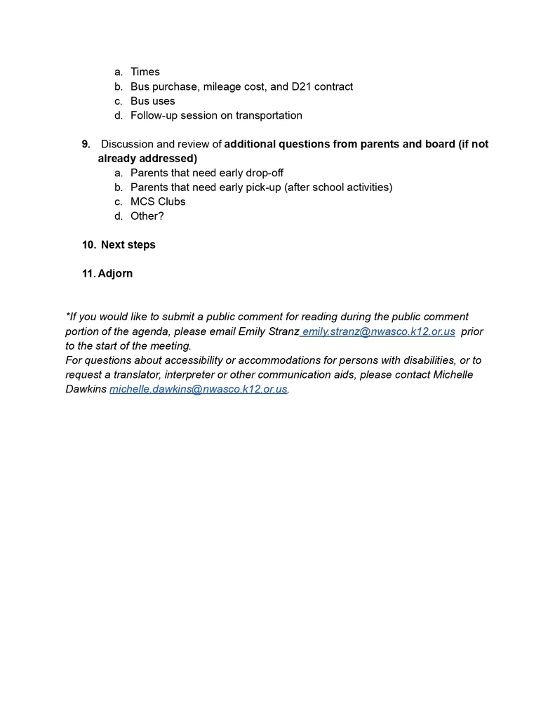 MCS Special Board of Directors meeting   agenda