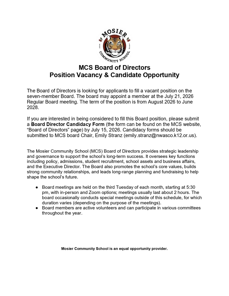 MCS Board Vacancy & Candidate Opportunity