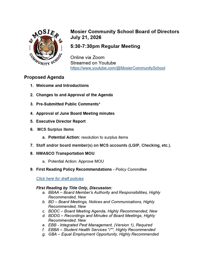  July 21, 2026 MCS Board of Directors meeting  Reunión de la Junta Directiva de MCS
