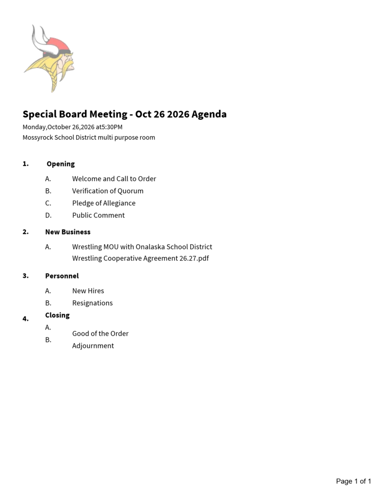 Special Board Meeting
