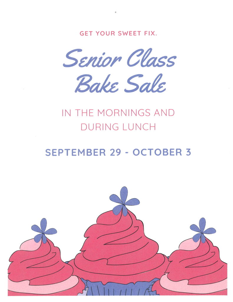 Senior Bake Sale Sept. 29-Oct. 3