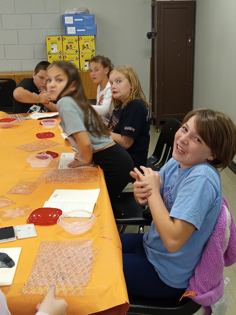 The 5th graders loved the printing project with Miss Myra!