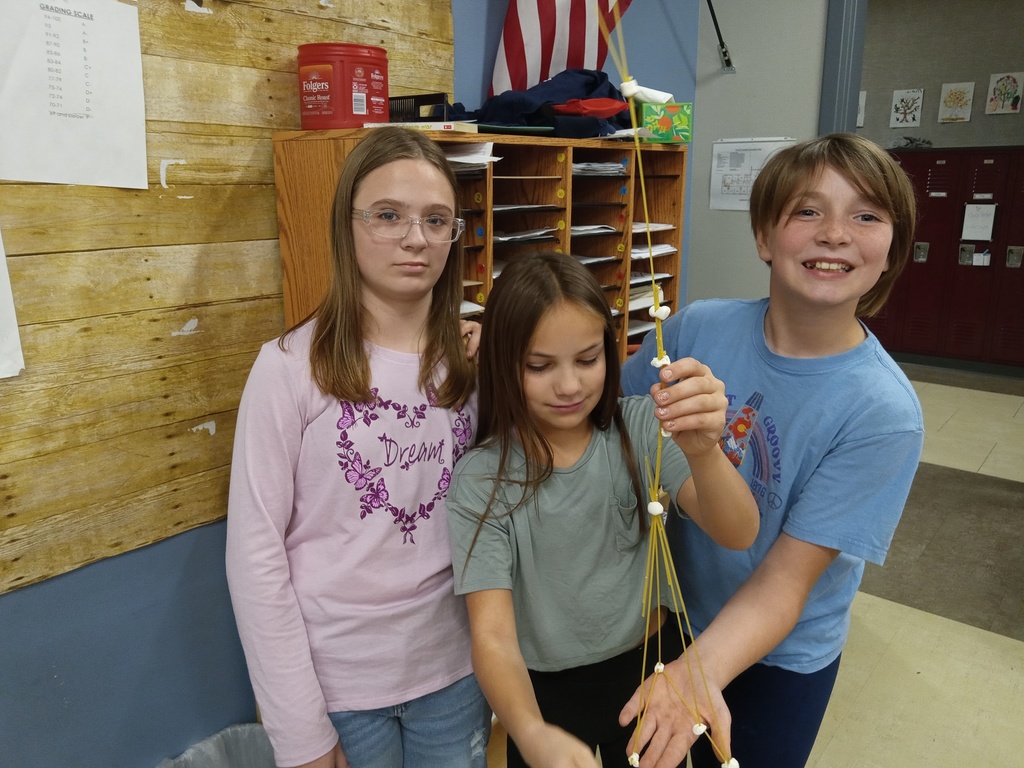 Siena, Faith, and Sydney won the 5th grade Spaghetti Tower Challenge!