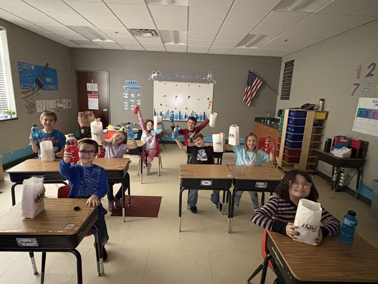The third graders completed their November Bookworm. They enjoyed a movie, popcorn, and a $2 bill from Mott Bank! Thank you!