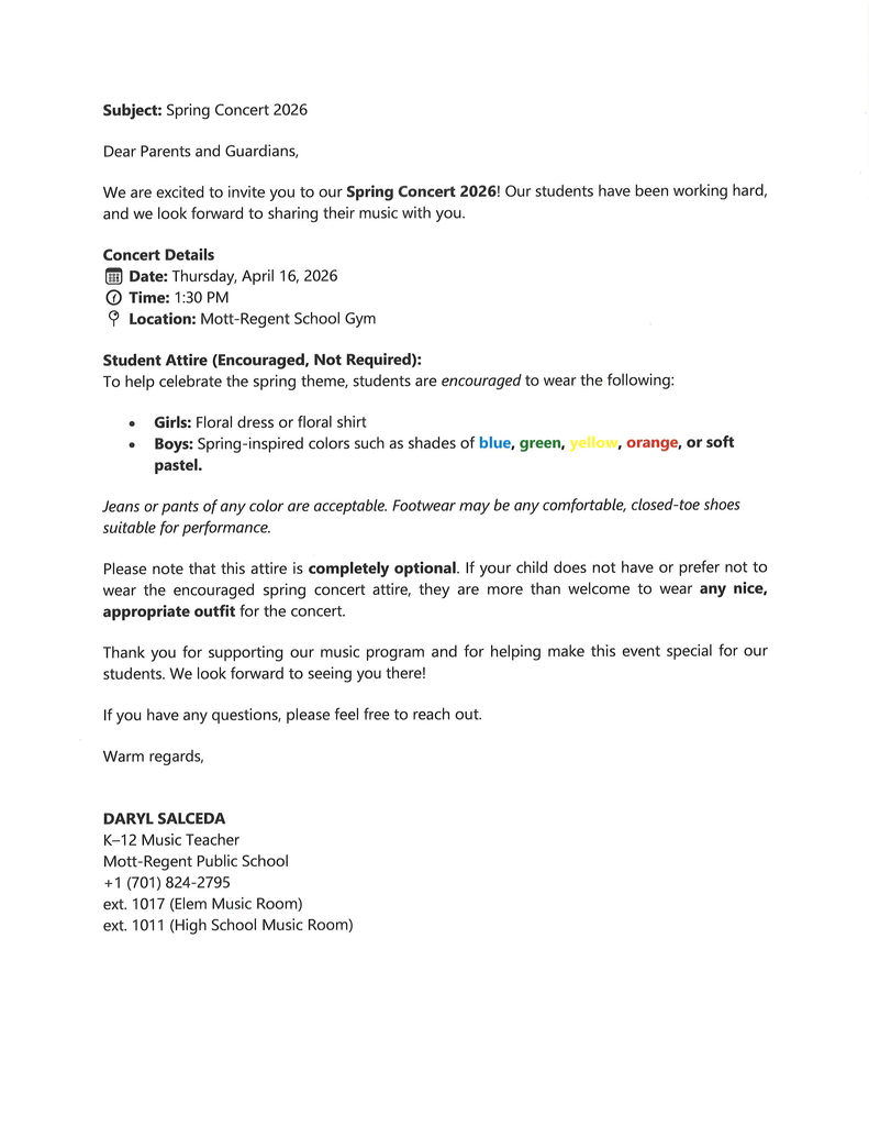 Details for Spring Concert