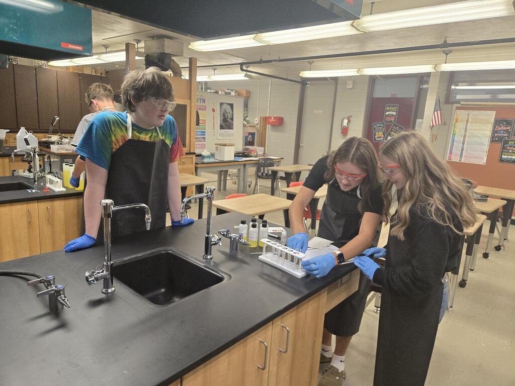 student using safety gear