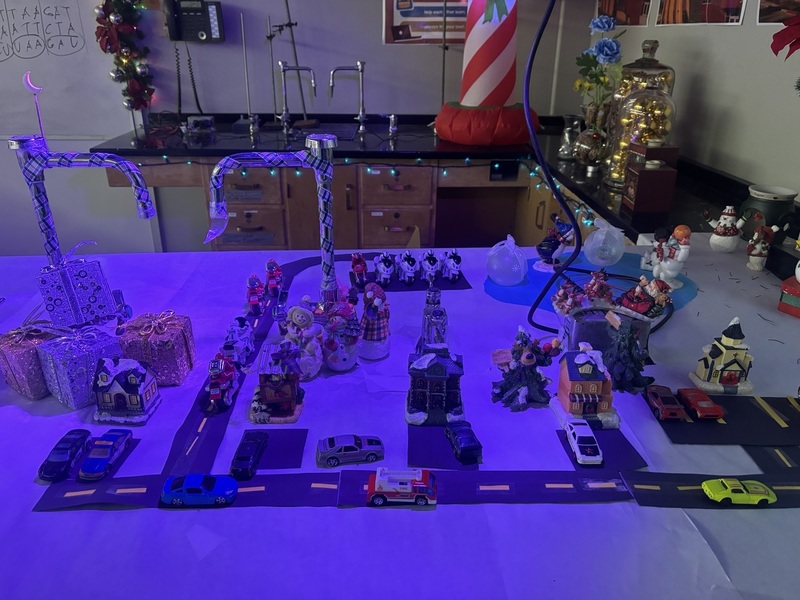 Roadway and toy vehicles in the Christmas Wonderland