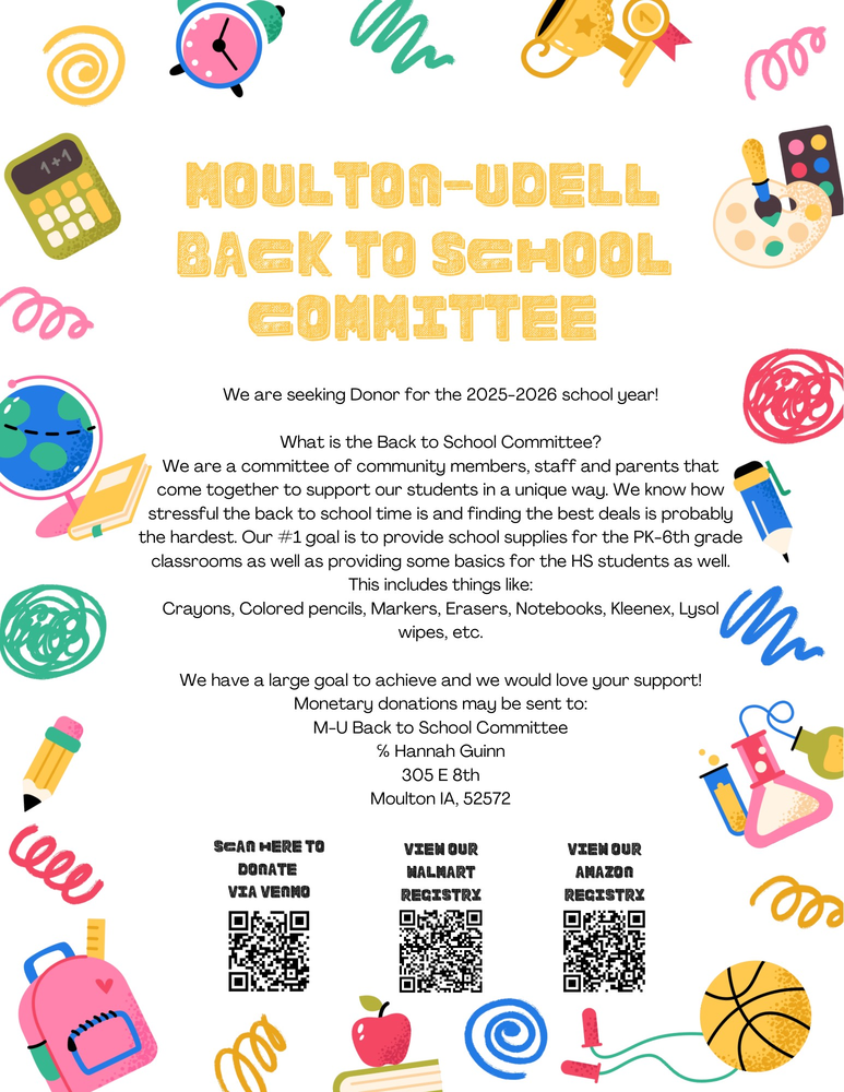 back to school drive info and school supplies