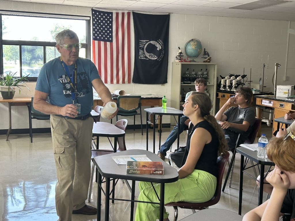 teacher demonstrating a science lab