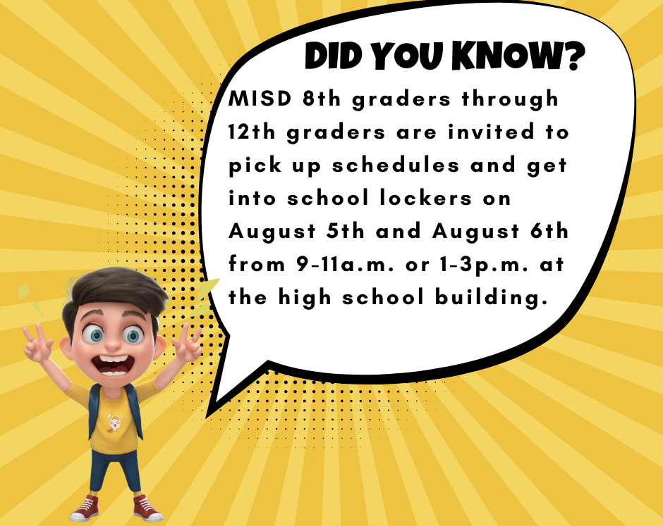 HS 8th-12th Grade Schedule Pick Up
