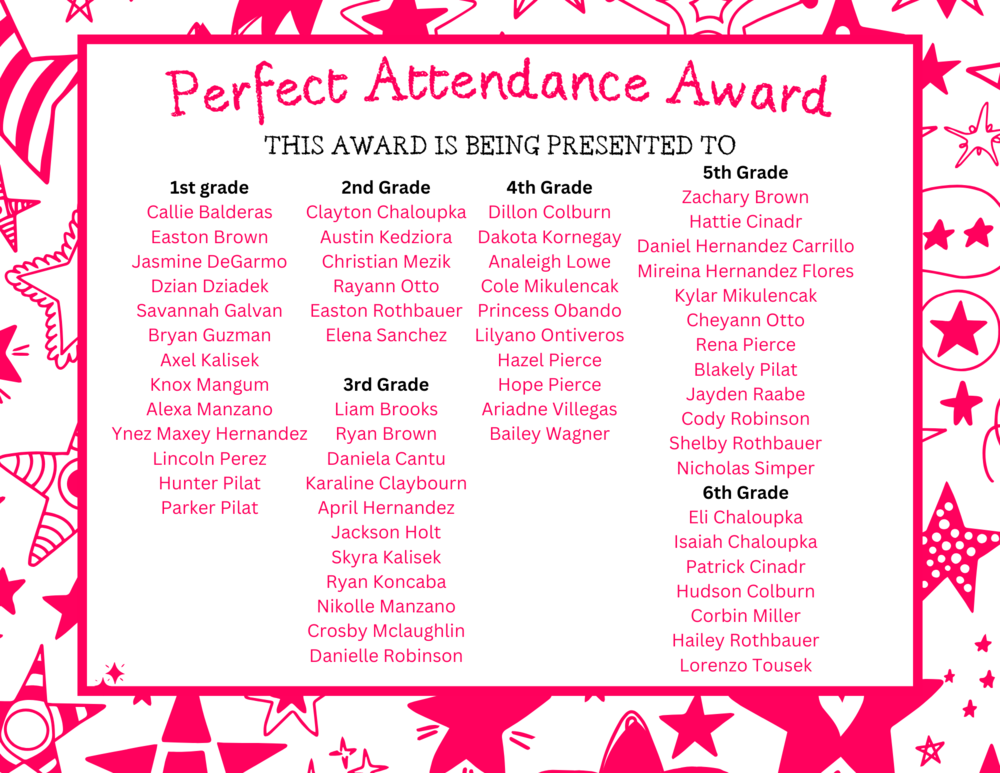 Perfect Attendance ES Moulton Elementary School