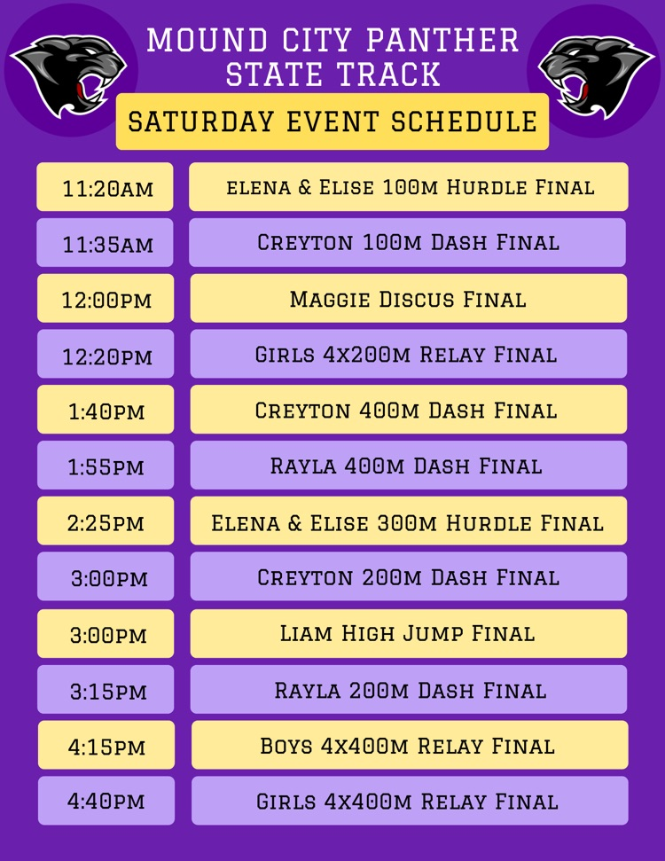 Saturday events for MC Panthers
