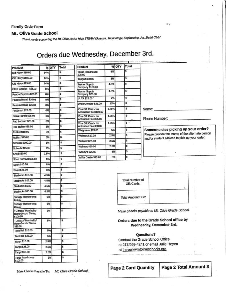 Gift Card Fundraiser