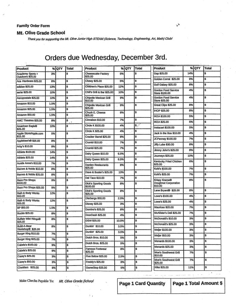 Gift Card Fundraiser