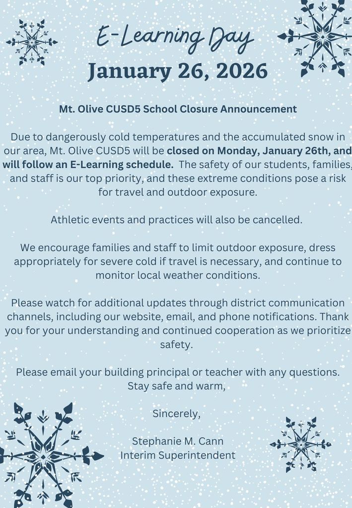 E-Learning: Monday, Jan. 26