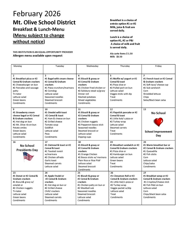February Menu