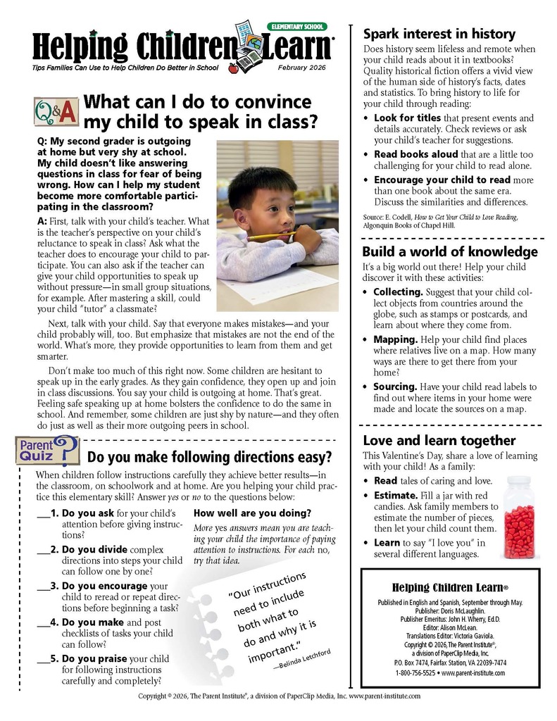 Helping Children Learn - February