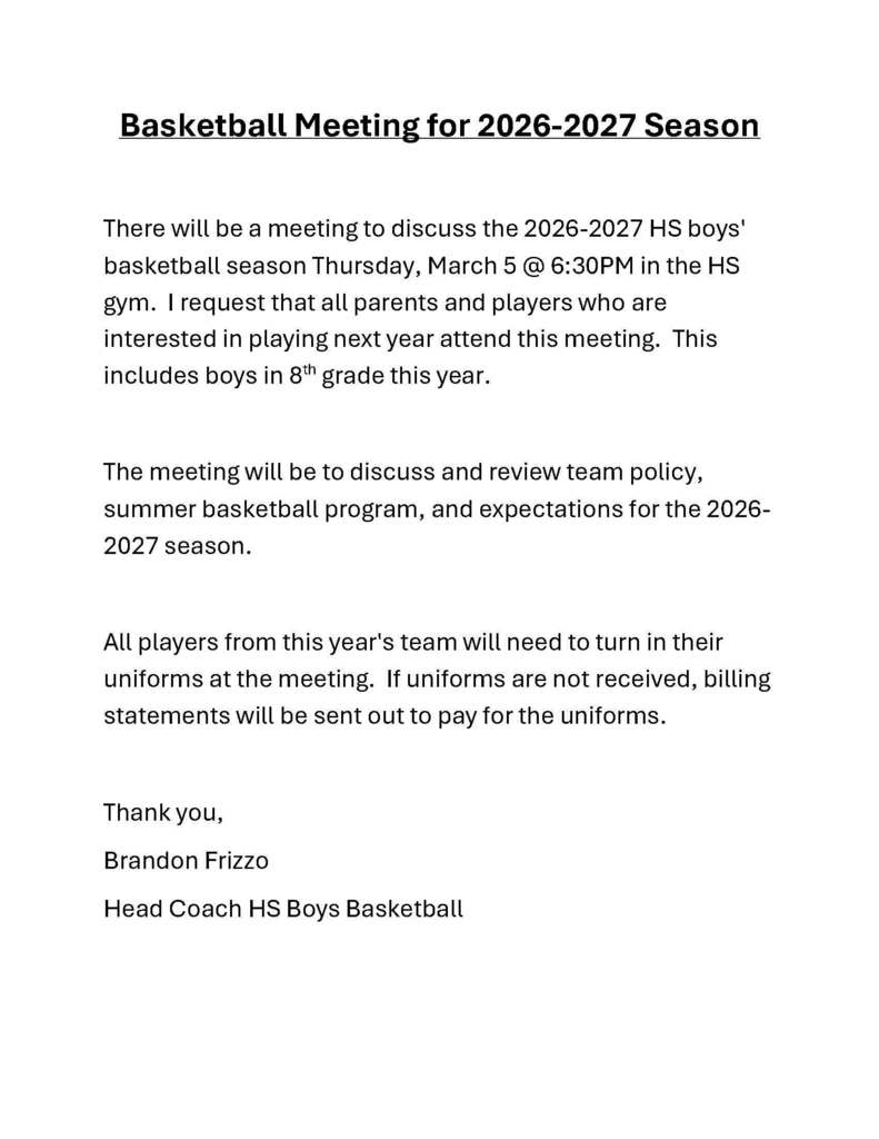 HS Basketball Meeting