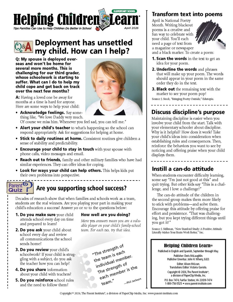 April Helping Children Learn