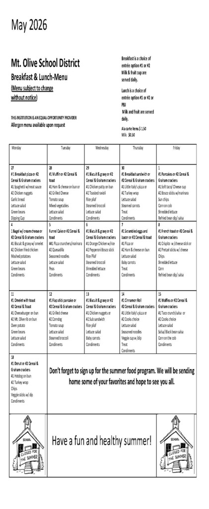 May Menu
