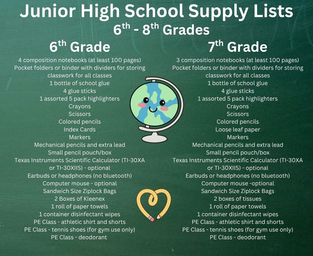 Junior High Supply List