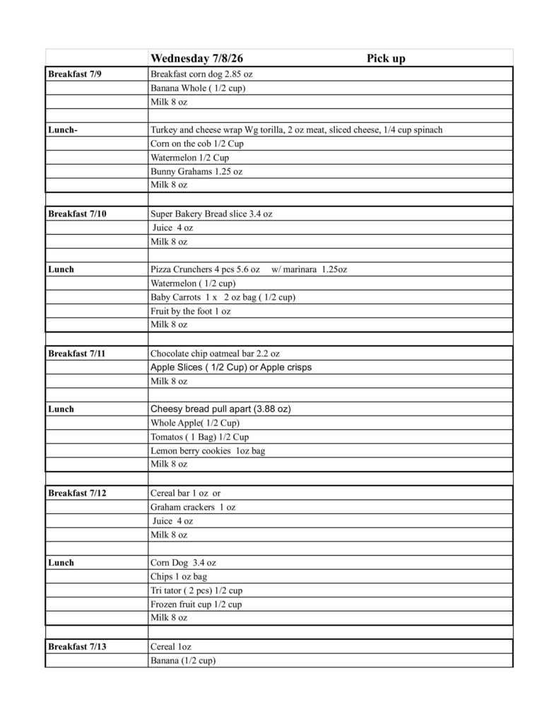 Summer Menu 07/08