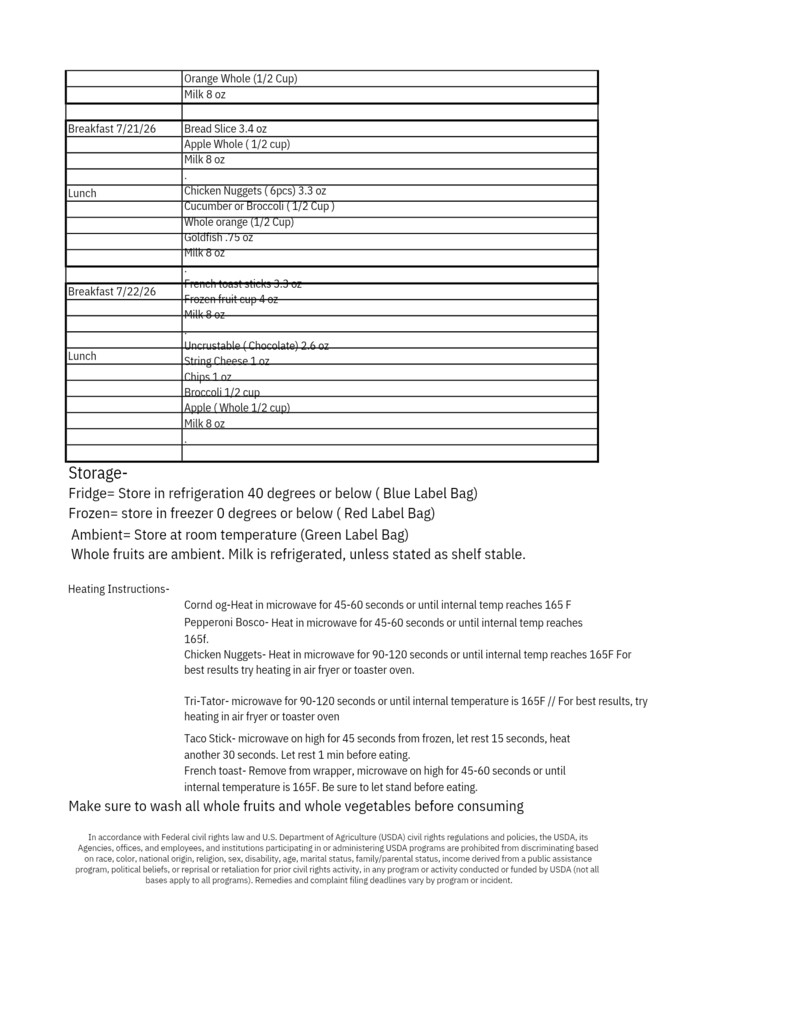 Summer Menu 7/15
