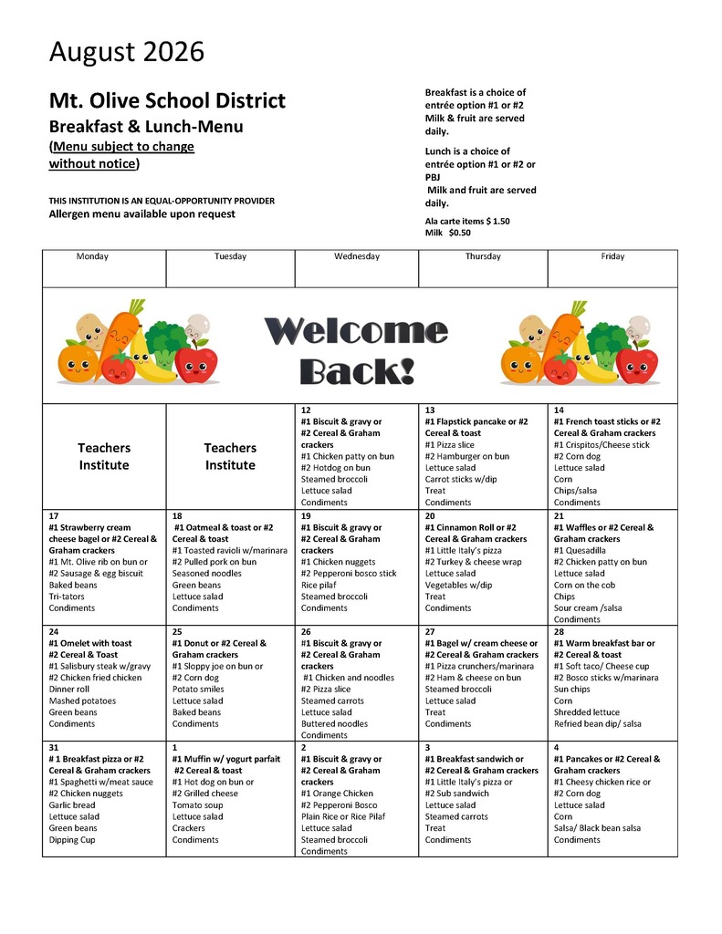 August Menu
