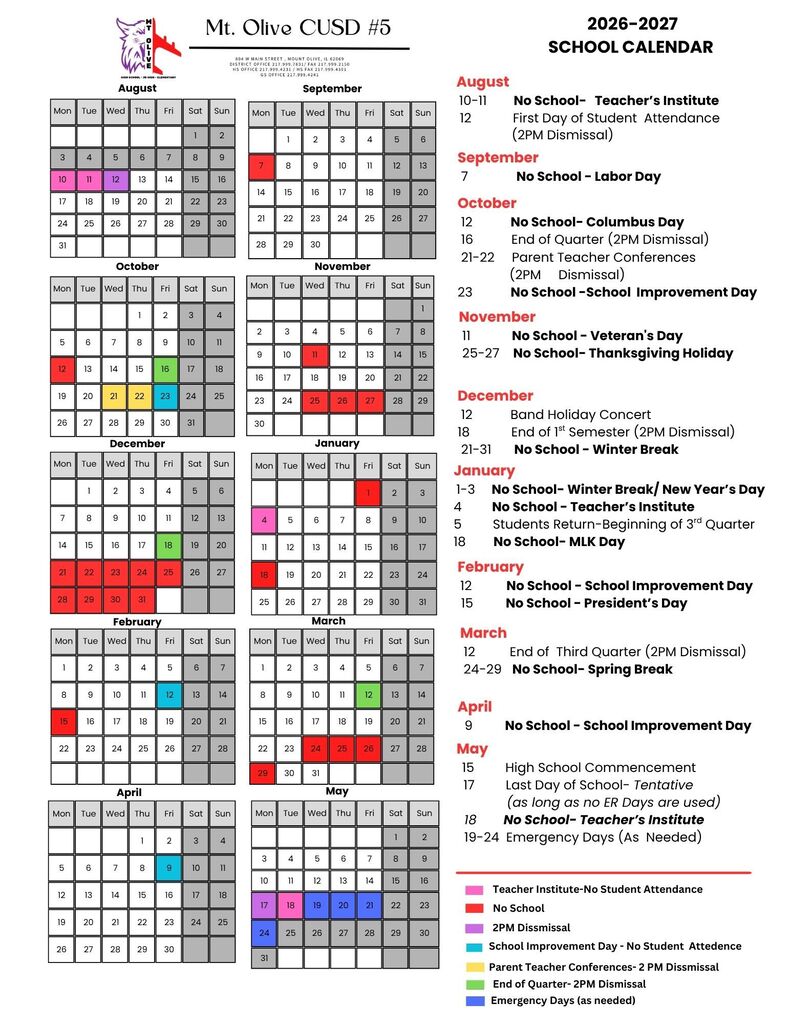 2026-2027 school calendar