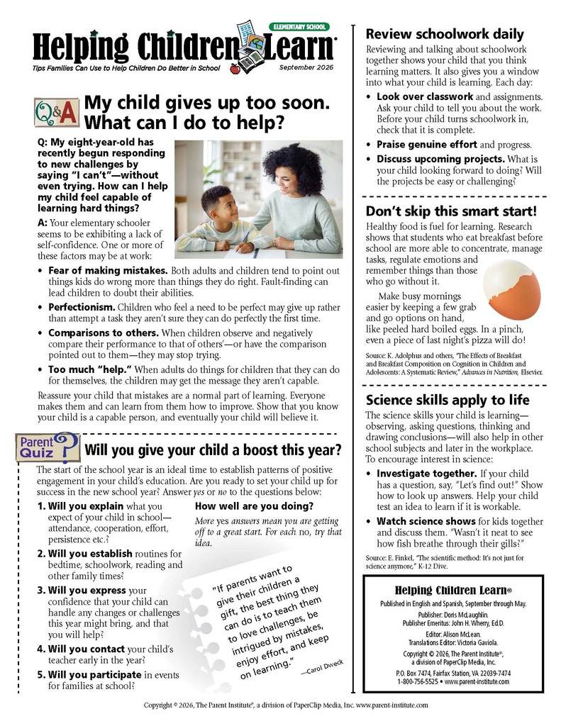 September Helping Children Learn