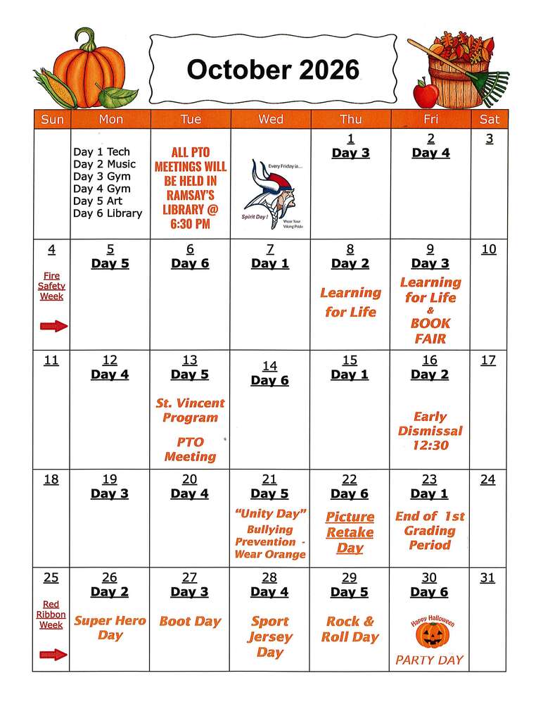 October Calendar