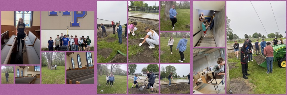 Image of students doing service projects.