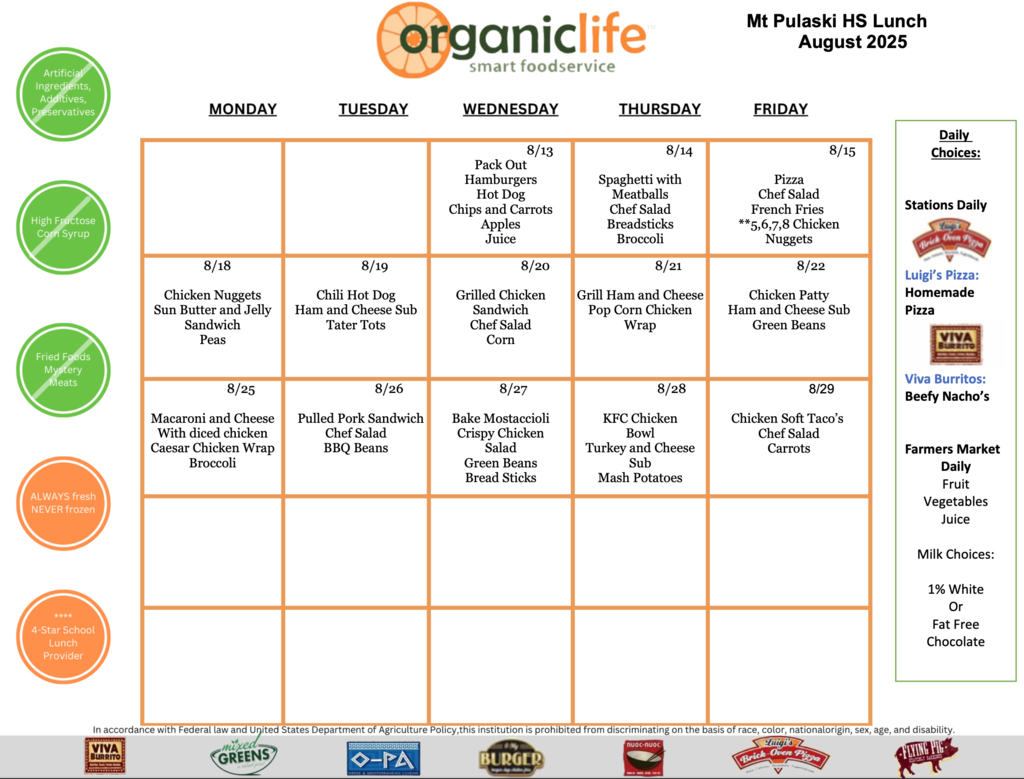 August Menu