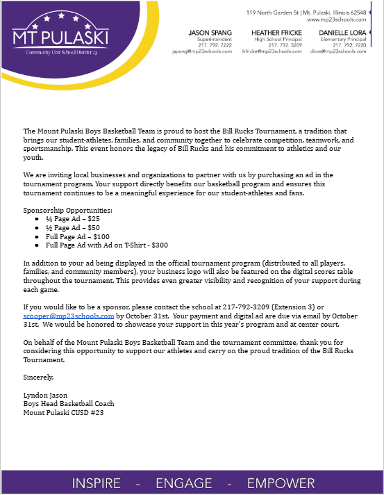Rucks Sponsorship letter