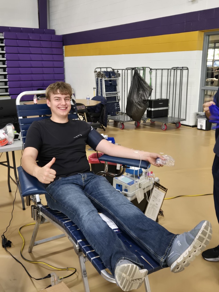 Student preparing to donate