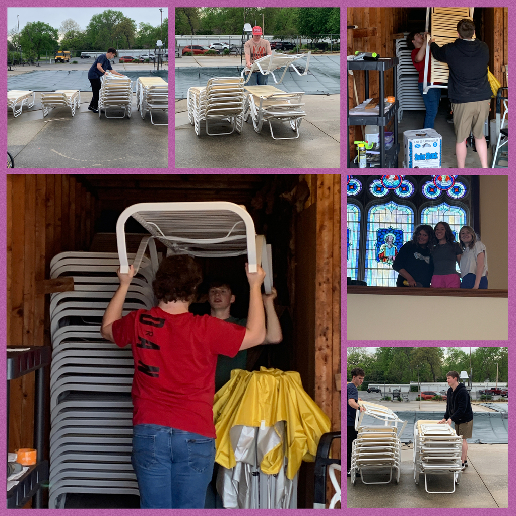 Students doing service projects.