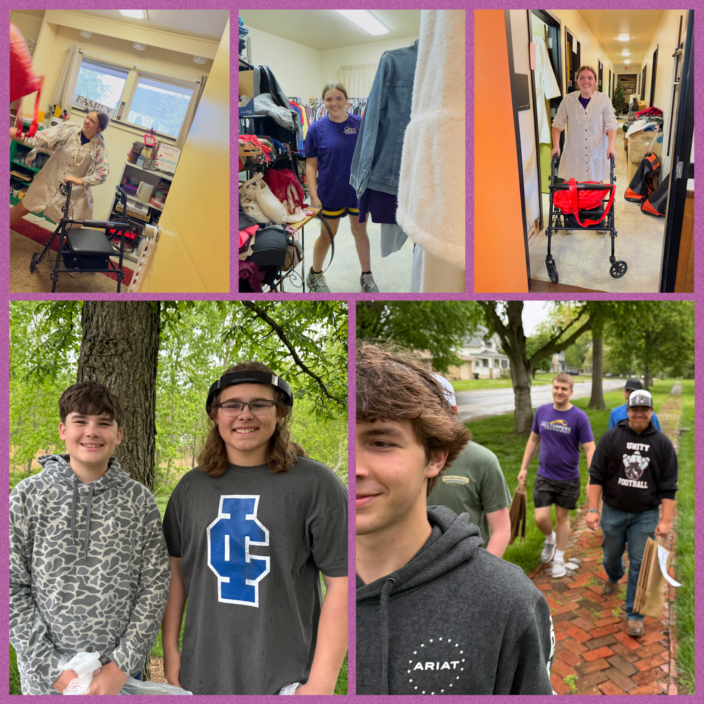 Students doing service projects.