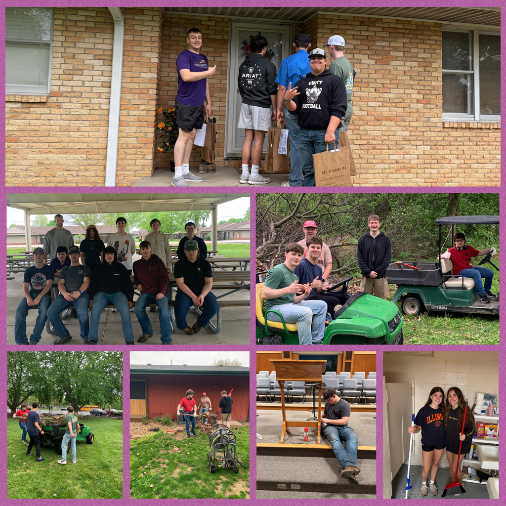 Students doing service projects.