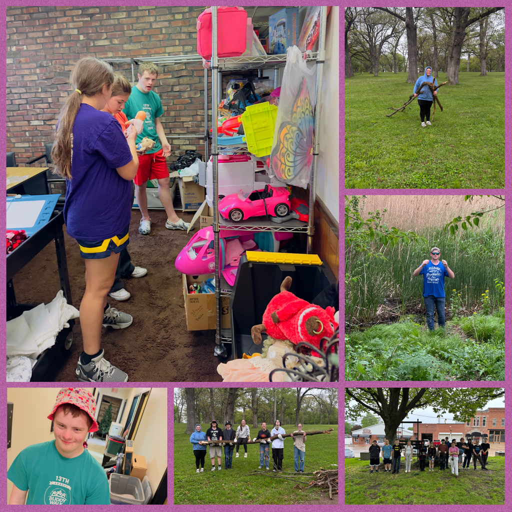 Students doing service projects.