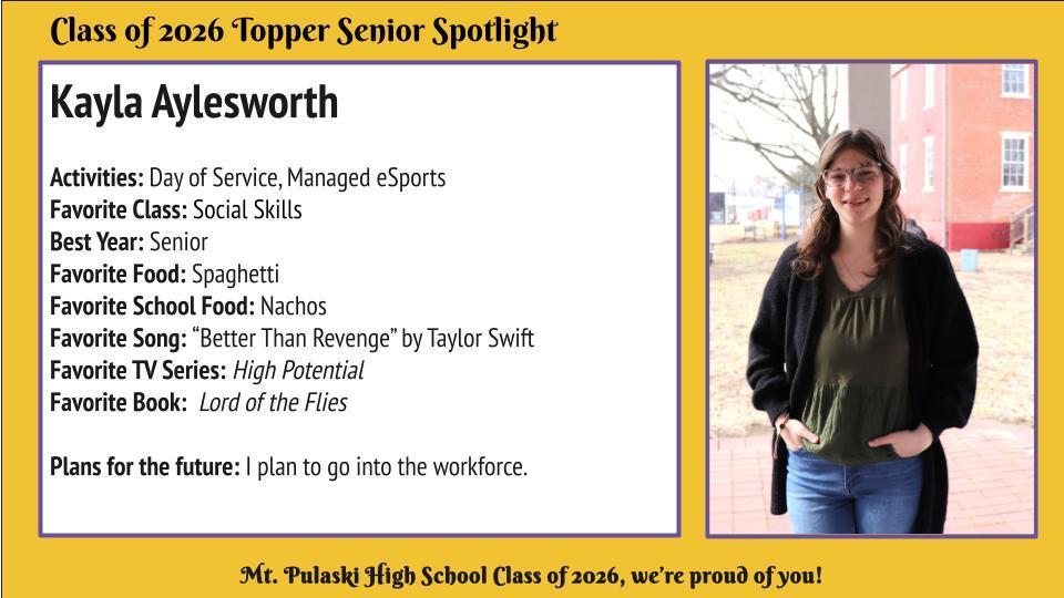 Congratulations, Kayla!