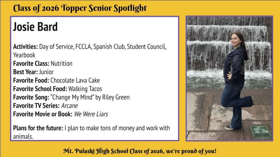 Congratulations, Josie!