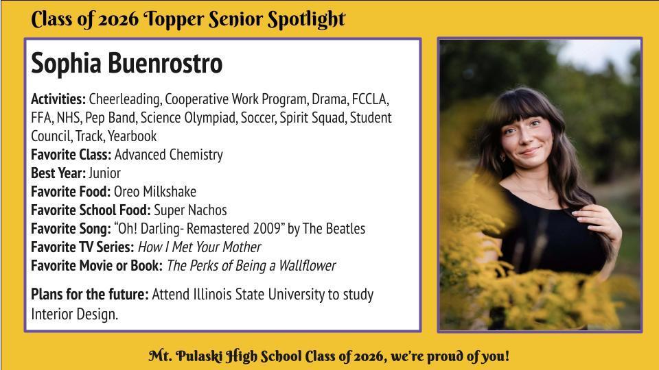 Congratulations, Sophia!