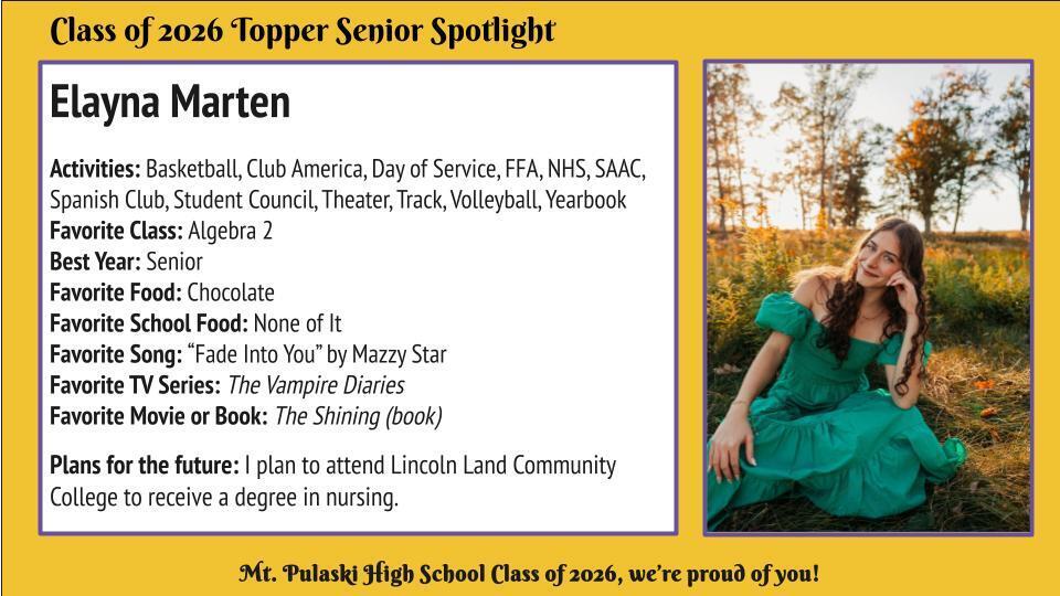 Congratulations, Elayna!