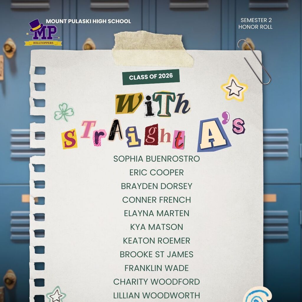 This is the list of students with Straight A's for Semester 2.
