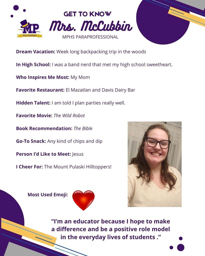 Get to know Mrs. McCubbin.