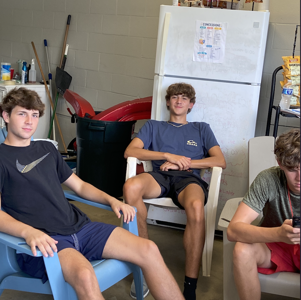 Enjoying time in the pool office
