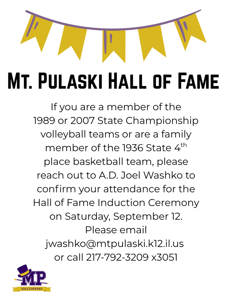 Call for rsvp for hall of fame inductees from volleyball and basketball teams