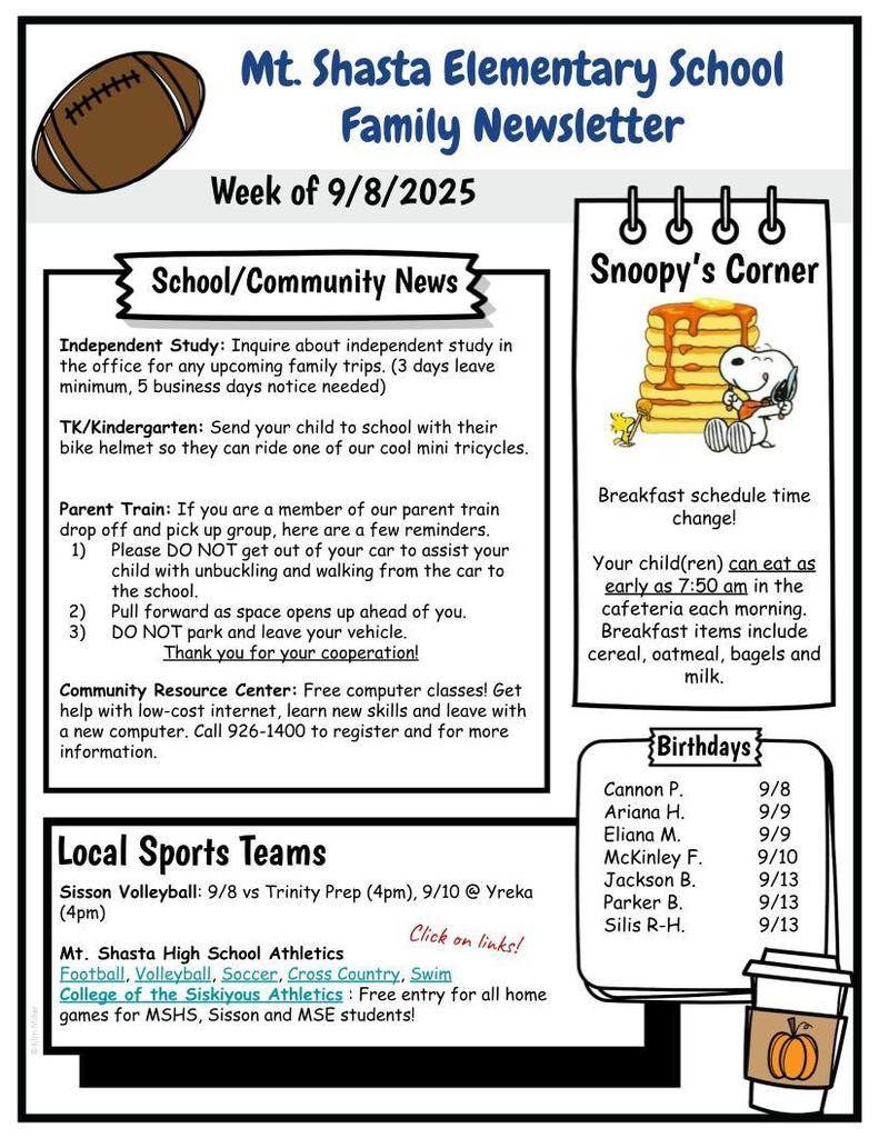 September Family Newsletter