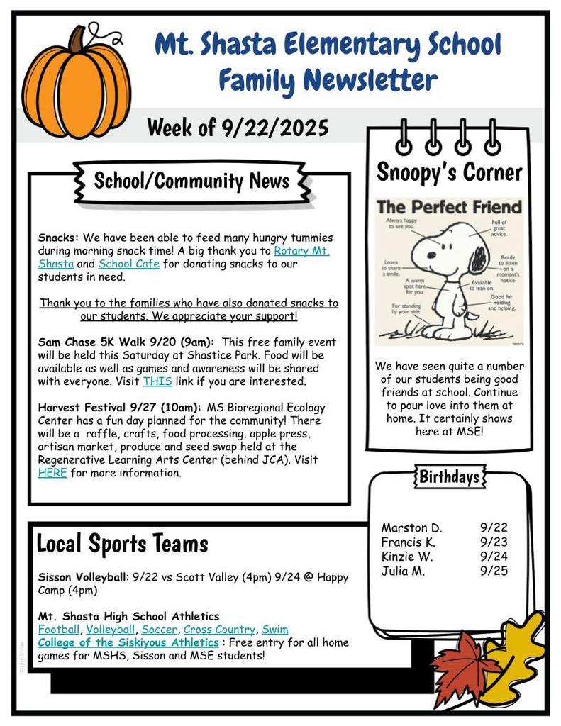 MSE Family Newsletter
